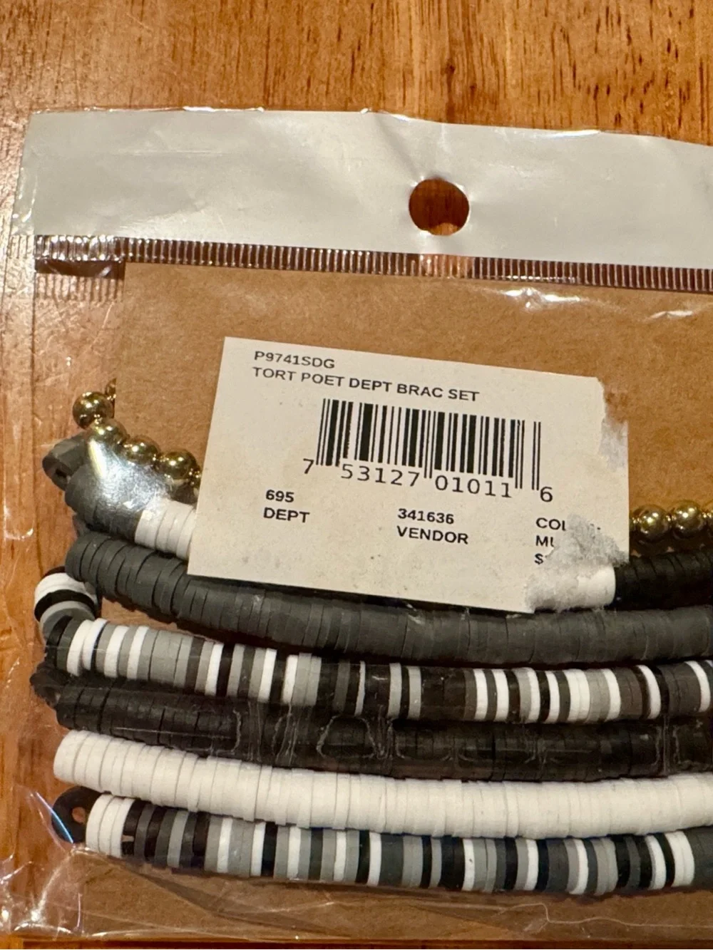 Dry Goods TTPD Black, White and Gold Stacked Beaded Bracelet Set